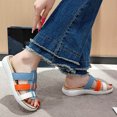 thumbnail image 4 of Fesfesfes Bohemian Style Women's Flat Summer Sandals Handmade Woven Comfortable Lightweight Shoes for Beach Vacation Casual Outfits(Blue#2,US 6.5), 4 of 5