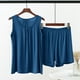 thumbnail image 1 of Conjunto de pijama de dos piezas para mujer, suelto, de verano, con tirantes de color liso, para estar en casa, blusa modal y pantalones, 1 of 7