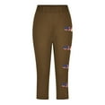 thumbnail image 4 of Juslio Girls Pants Kids Girls Fashion Print Summer Leisure Yoga Leggings Sports Cropped（Brown Capris， 10 Years）, 4 of 4