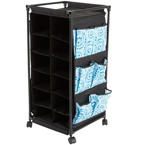 Rolling Shoe Storage Unit with Fabric Cubbies - Springtime