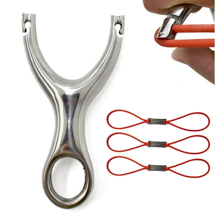 Piaoyu Stainless Steel Slingshot Traditional Recurve Professional Outdoor Hunting Shooting Simpleshot with 3pcs Rubber Bands Slingshots for Adults