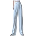thumbnail image 2 of Levmjia Women's Jeans Plus Size Pants Summer Women’s Solid High Waisted Pocket Wide Leg Pants Straight Baggy Trousers White, 2 of 6