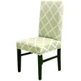 thumbnail image 1 of Dining Chair Cover Set Stretch Spandex Short Dining Chair Slipcovers Removable Washable Decorative Chair Protector Seat Covers for Dining Room Home Wedding Banquet Party Decor (Green+White, 2 Pack), 1 of 8