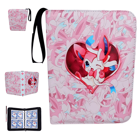 Trading Card Binder for TCG Cards, 4-Pocket Portable Card Collector Holder Book Fits 400 Cards with 50 Removable Sleeve, BKM Card Binder Display Storage Carrying Cases for TCG