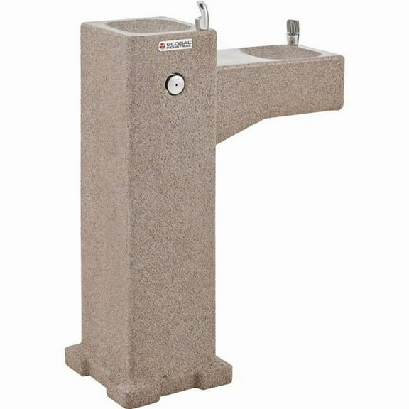 Global Industrial 603604F Outdoor Bi-Level Drinking Fountain with Filter - Rotocast Granite