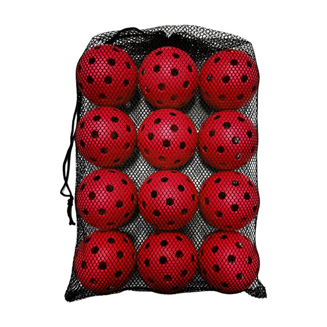 LOVIVER 12 Pièces Boules de Pickleball 74mm Standard Creux Accessoires de Boule pour l'Extérieur Rouge