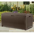 thumbnail image 3 of Suncast Boîte de Rangement en Résine Osier pour Patio Extérieur 73 Gallons, Moka (2 Pack), 3 of 4
