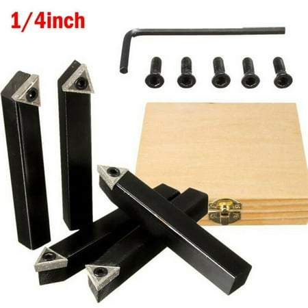

Fule 5pcs 1/4 Shank CNC Lathe Indexable Carbide Insert Turning Tool Bit Holder Set