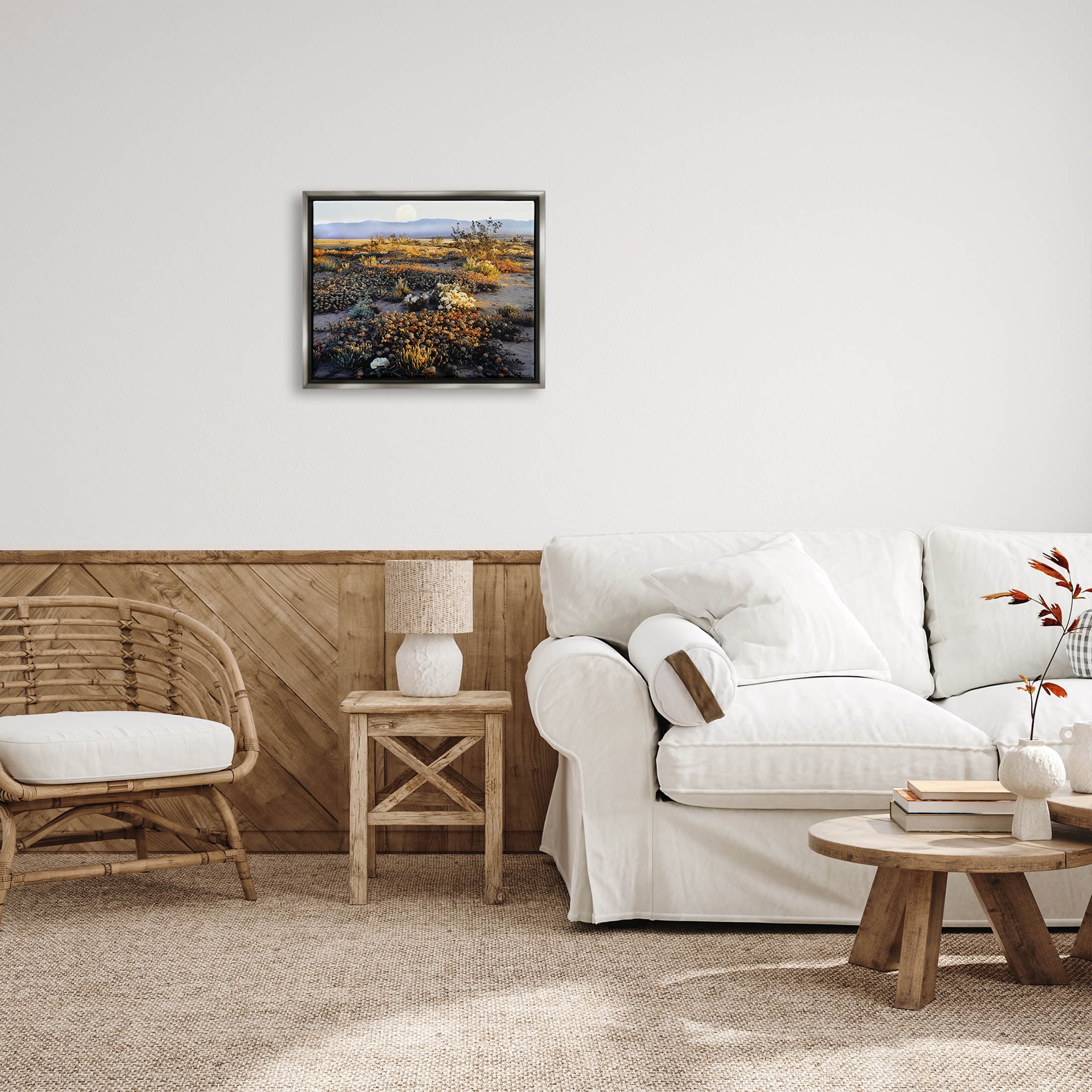 Mountain View Desert Vegetation Landscape Photograph Luster Gray Framed Art Print Wall Art