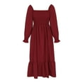thumbnail image 6 of IROINNID Maxi Dress for Women Long Sleeve Pullover Neck Long Sleeve High Waist Dress,Red, 6 of 8
