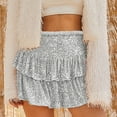 thumbnail image 5 of Riforla Women Fashion Casual Patchwork Sequins Regular High Waist Conventional Patchwork Skirt Women's Skirts Silver XS, 5 of 8
