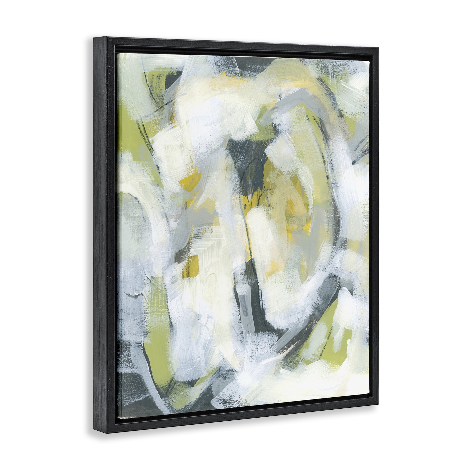 Stupell Industries Complex Abstract Distortion Abstract Painting Black Floater Framed Canvas Art Print Wall Art, 25 x 31