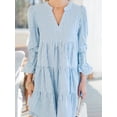 thumbnail image 5 of Women's Striped Tiered Flounce Sleeve Shirt Dress Ruffled Smocked Design 95% Polyester 5% Spandex Machine Wash Cold, 5 of 9