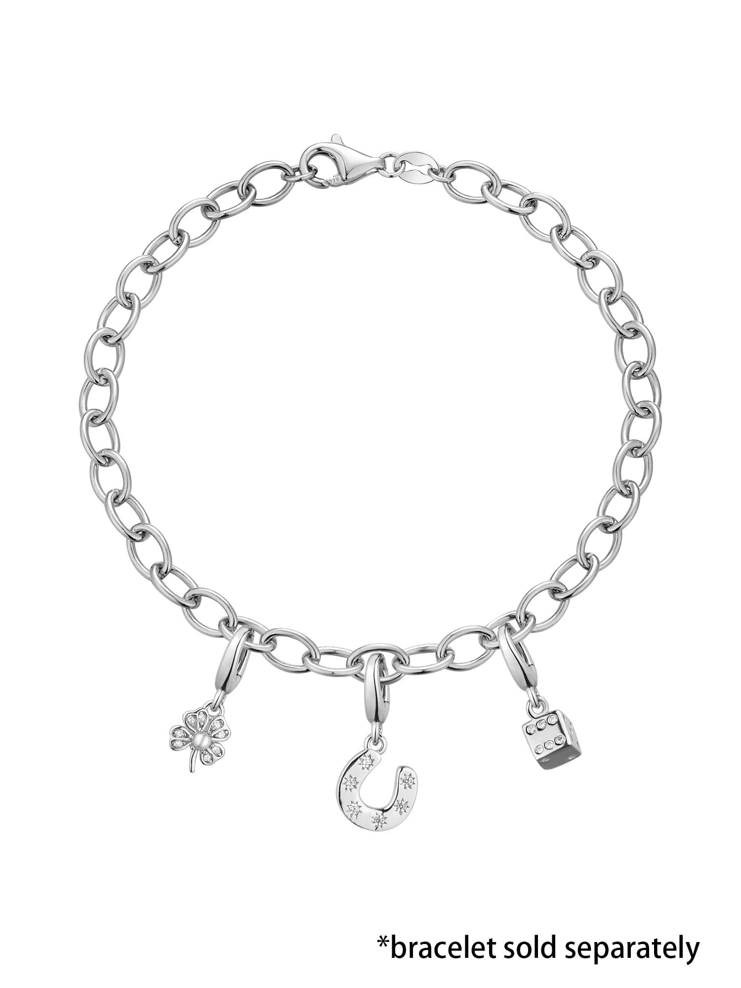 Brilliance Fine Jewelry Simulated Diamonds Good Luck Charm Set in Sterling Silver