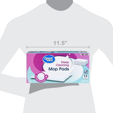 GREAT VALUE DEEP CLEANING MOP PADS, 15 COUNT