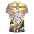 thumbnail image 4 of UVEASISHA Men's Faith T Shirts Easter Day Novelty Printed Crew Neck Tee Big and Tall Casual Short Sleeve Christian T-Shirt Comfy Gym Workout Shirt Yellow S, 4 of 5