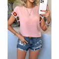 thumbnail image 4 of Blusas de Verano para Mujer, Camisetas Casuales de Corta, Cuello Redondo, Blusas Bohemias con Estampado Floral de Crochet. Rosa L, 4 of 10