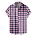 thumbnail image 5 of IWRICH Mens Plaid Button down Plus Size Shirts Short Sleeve Casual Summer Shirt Dress Shirts with Pocket 07-Purple XXXL, 5 of 6