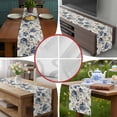 thumbnail image 6 of Blue Gray Spring Floral Short Table Runner 36 Inches Long, Vintage Botanical Cotton Linen Table Runners Dresser Scarves, Fabric Tabletop Scarf Furniture Cover for Home Dinner Party Decor 13"x36", 6 of 8