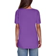 thumbnail image 6 of Brnmxoke Womens Shirts Dressy Casual Short Sleeve 2025 Summer Tops Spring V Neck Button Up Tunic Blouses Solid Color Loose Comfy Work Office Henley Tshirt Purple,XL, 6 of 6