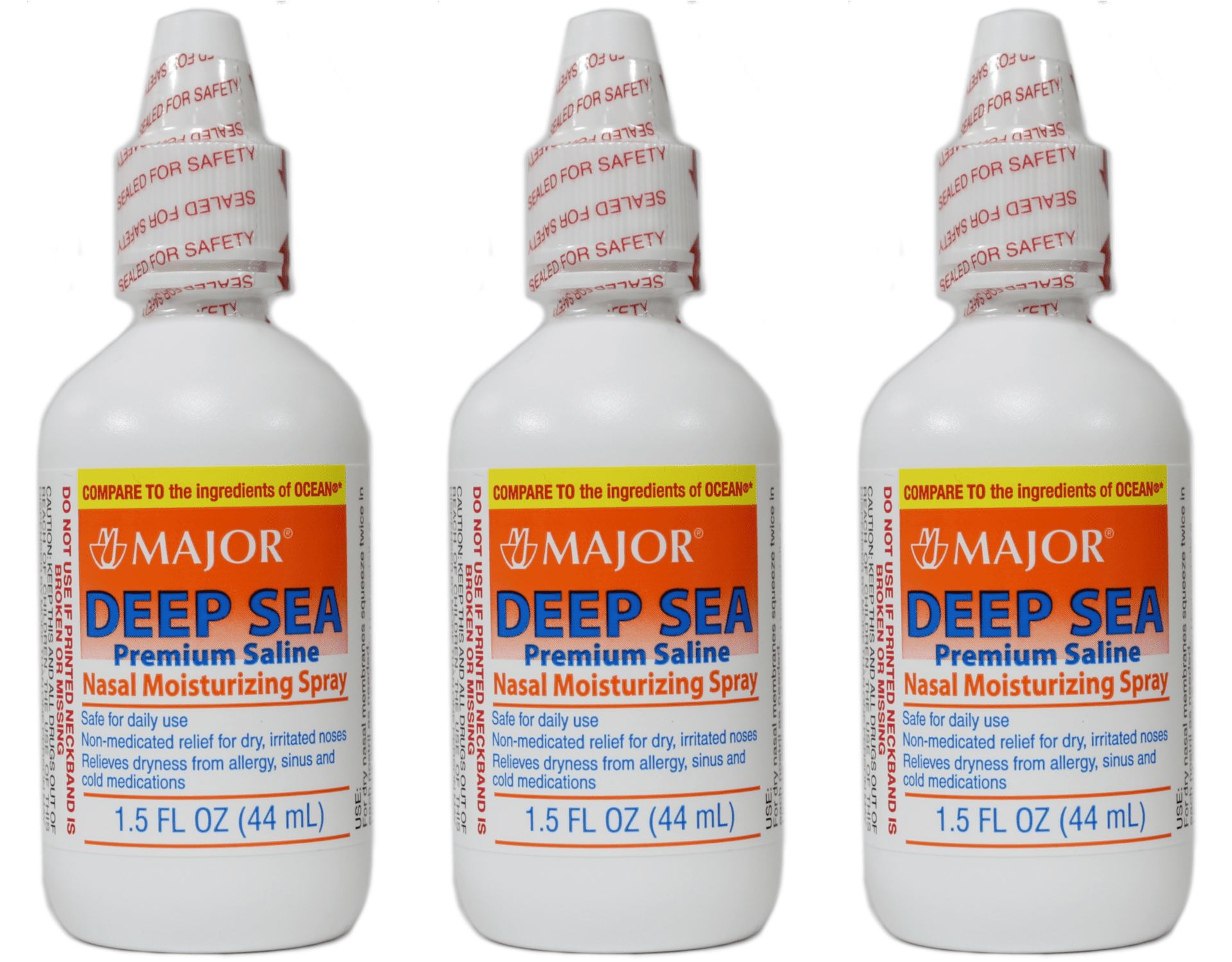Major Pharmaceuticals Deep Sea Generic for Ocean Nasal Moisturizing Spray 1.5 oz, 3 Count
