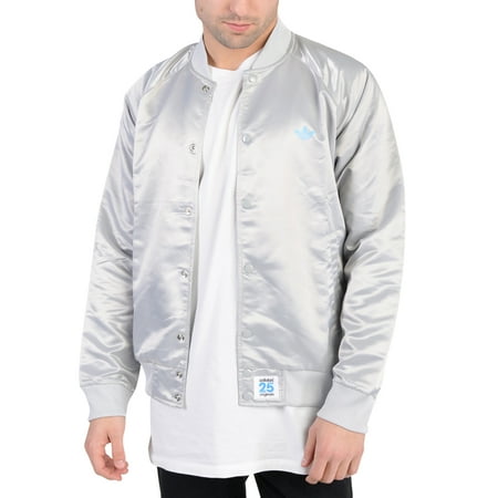- Adidas Mens NYC Satin Super Star Button Down Track Jacket Light Grey