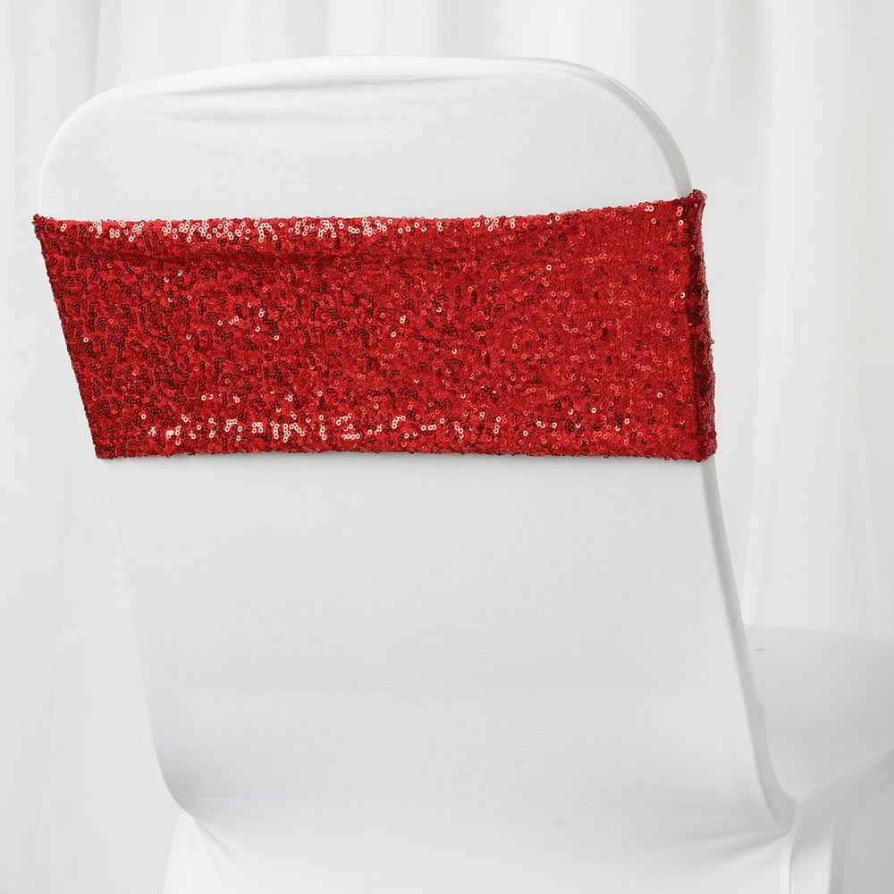 BalsaCircle 5 Spandex Chair Sequined Sashes - Wedding Decorations - Red ...