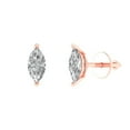 thumbnail image 2 of 1.0 Ct Marquise Cut Studs Clear Moissanite 14K Rose Solid Solid Gold Everyday Dainty Earrings Screw Back, 2 of 7