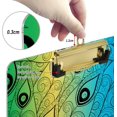 thumbnail image 3 of FMSHPON Peacock Feather Rainbow Tie Dye Clipboard Hardboard Wood Nursing Clip Board and Pull for Standard A4 Letter 13x9 inches, 3 of 7