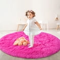 thumbnail image 2 of YJ.GWL Round Fluffy Area Rugs Fluffy Carpet Plush Rug for Living Room Bedroom Circular Fuzzy Mat, 4x4 Ft, Hot Pink, 2 of 7