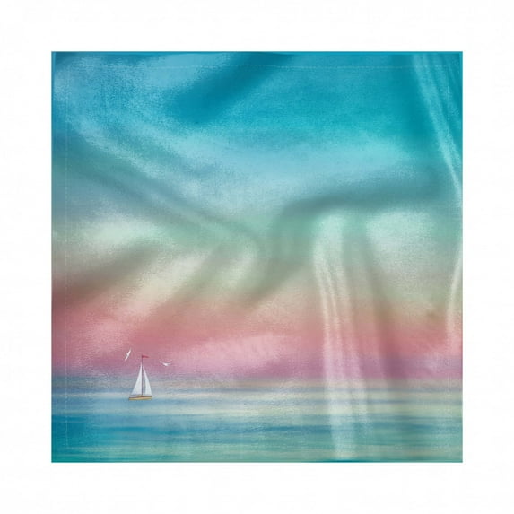 Wave Decorative Satin Napkins Set of 4, Ombre Sky and Reflections on Sea Tides Nautical Nature Landscape Serenity Solitude, Square Fabric Party & Dinner Napkin, 12", Multicolor, by Ambesonne