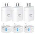 thumbnail image 1 of Cargador BenKri USB C de 30 W, carga rápida, paquete de 3 con cable de 10 pies, 1 of 8