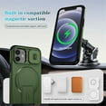 thumbnail image 3 of Case for iPhone iPhone 12 / 12 Pro 6.1" with Invisible Fold Holder Stand, MagSafe Magnetic Wireless Charging,Sliding camera casing,Shockproof Dropproof Tough Rugged Protective Case Cover,Green, 3 of 10