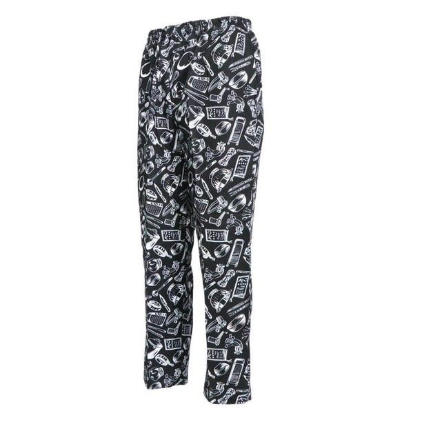 Pantalones s de Cocinero de Trabajo de Camarero de Hotel cinturo Elástica con Cordón Ajustable Cubiertos Imprimir DYNWAVEMX Pantalones de chef unisex