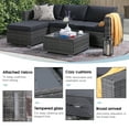 thumbnail image 6 of Modern Outdoor Patio Furniture Set，5-Piece Gray Wicker Sectional Sofa, with Dark Gray Cushions and Coffee Table, Perfect for Gardens, Patios, and Backyards, 6 of 7