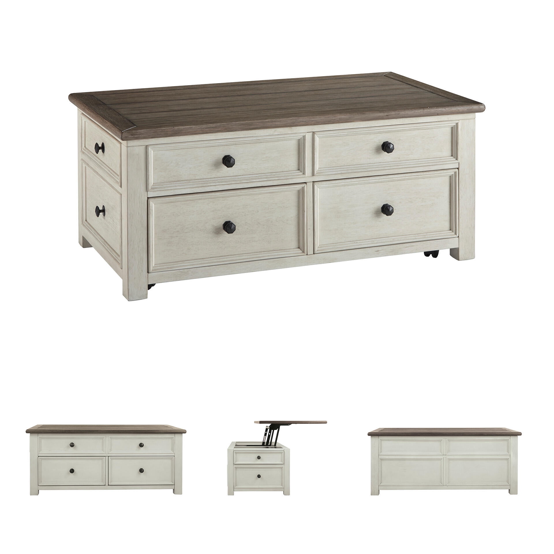 Signature Design by Ashley Bolanburg 4 Drawer Coffee Table with Lift Top, Two-tone Brown