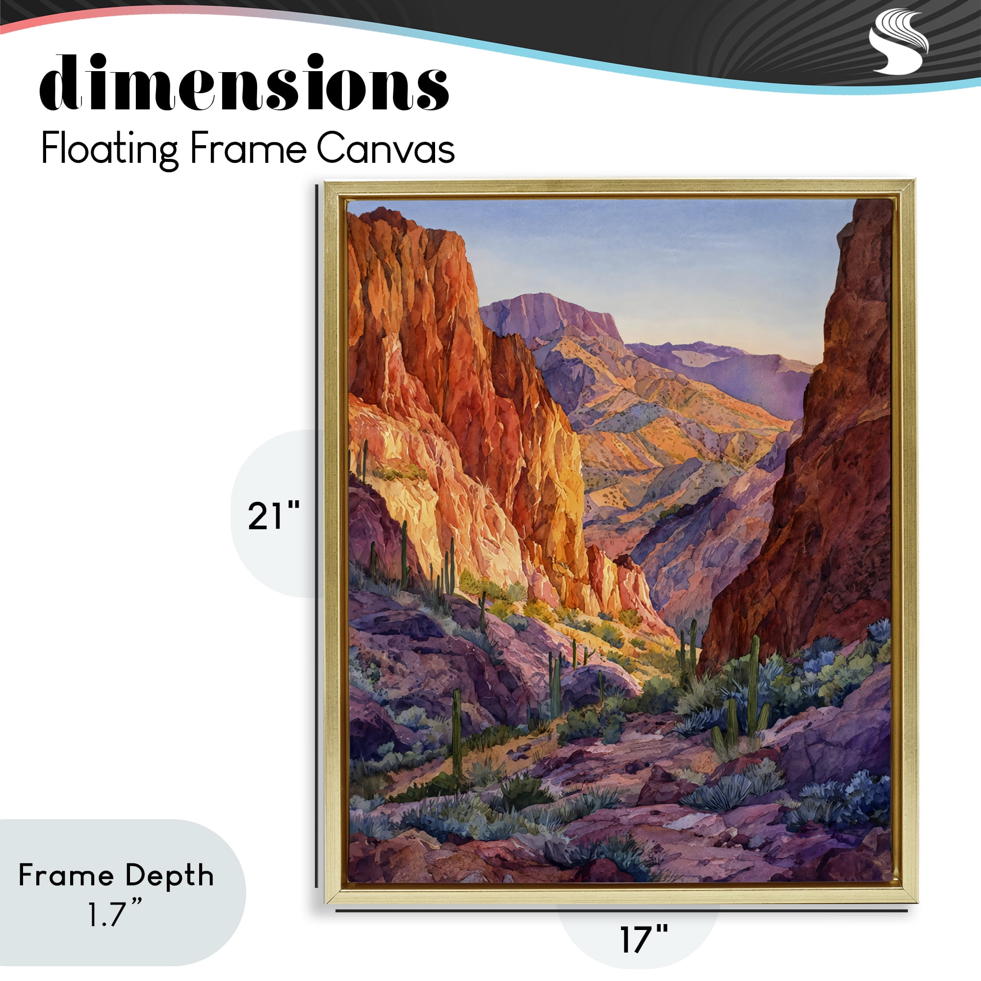 Stupell Industries Western Colors Canyon Gold Framed Floater Canvas Wall Art, design by Franklyn Gregory
