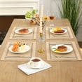 thumbnail image 2 of Placemats Set of 4, Yamaziot Double Layer Cloth Fabric Heat Resistant Place Mat, Washable Reversible Rectangle Dining Table Mats, Hollow Khaki, 12"x18", 2 of 7