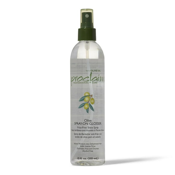 Proclaim Olive Spray On Glosser Desenredante Suavizado Antifrizz Cabello relajado o con permanente Sin parabenos Sin sulfato Mejora el color
