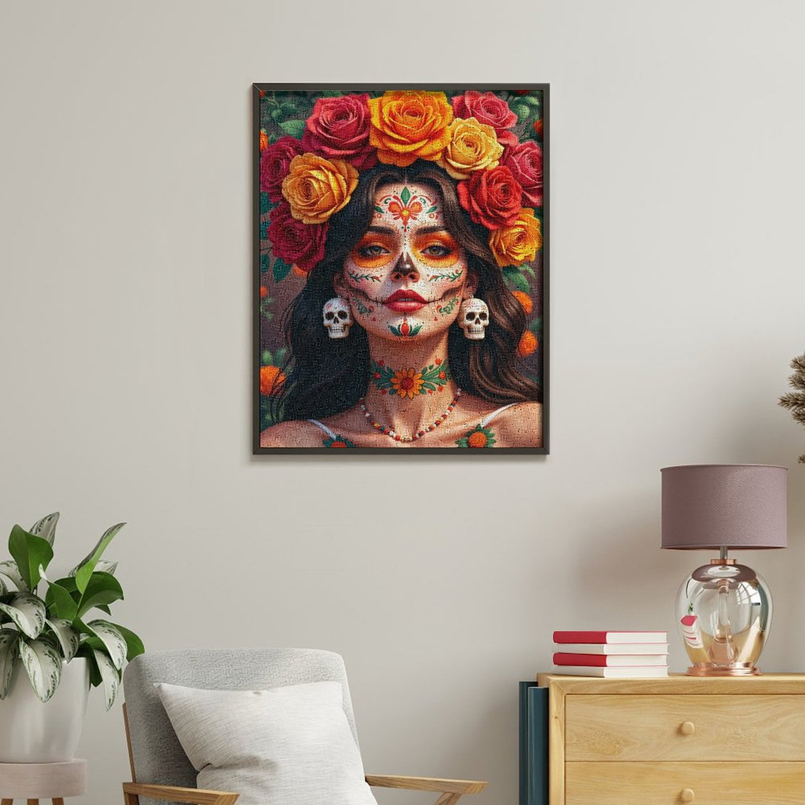 Paint By Numbers Kit for Adults Beginner - DIY Festive Face Art Floral Crown Canvas Painting Kits for Adults, Frameless Paint By Number for Adults for Home Wall Decor 16x20 Inch