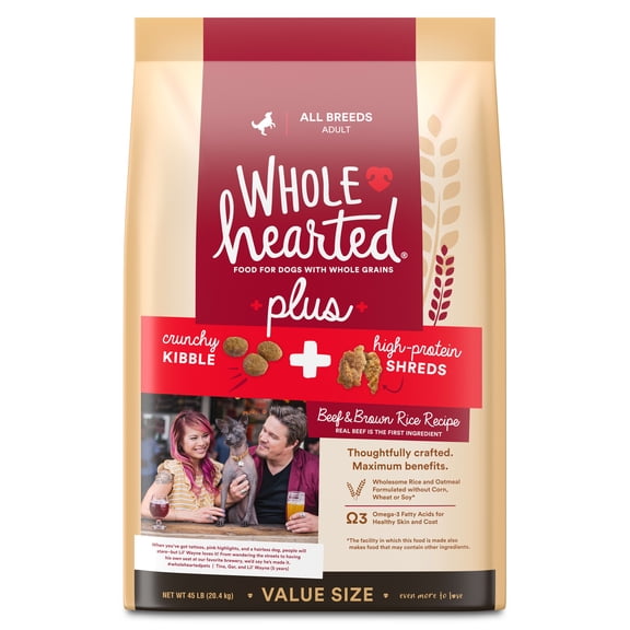WholeHearted Plus Beef & Brown Rice Recipe with Whole Grains Plus Dry Dog Food 45 lbs.
