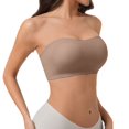 thumbnail image 2 of Strapless Bras for Women Non-Slip Seamless Padded Bandeau Bra Wireless Convertible Tube Top Bralette Everyday Tshirt Bra Invisible Bralette Jelly Bras for Women Supportive Push Up Bra Coffee L, 2 of 5