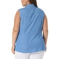 thumbnail image 3 of Agnes Orinda Women's Plus Size Chambray Sleeveless Button Work Shirts 2X Sky Blue, 3 of 6