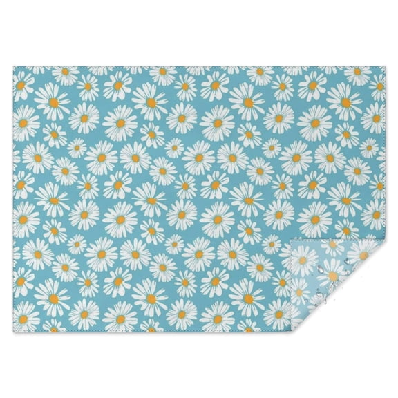 Blue Daisy Flower Pattern Rectangle Tablecloth 60"x84",Waterproof Polyester Rectangle Table Cloth, Wipeable Spillproof Polyester Tablecloth for Dining, Camping, Indoor and Outdoor