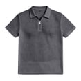 thumbnail image 2 of Hearthz Textured Knit Men's Polo Shirt Quarter Zip Men's Short Sleeve Shirt Collared Athletic Casual Golf Polos Gray XXXL, 2 of 4