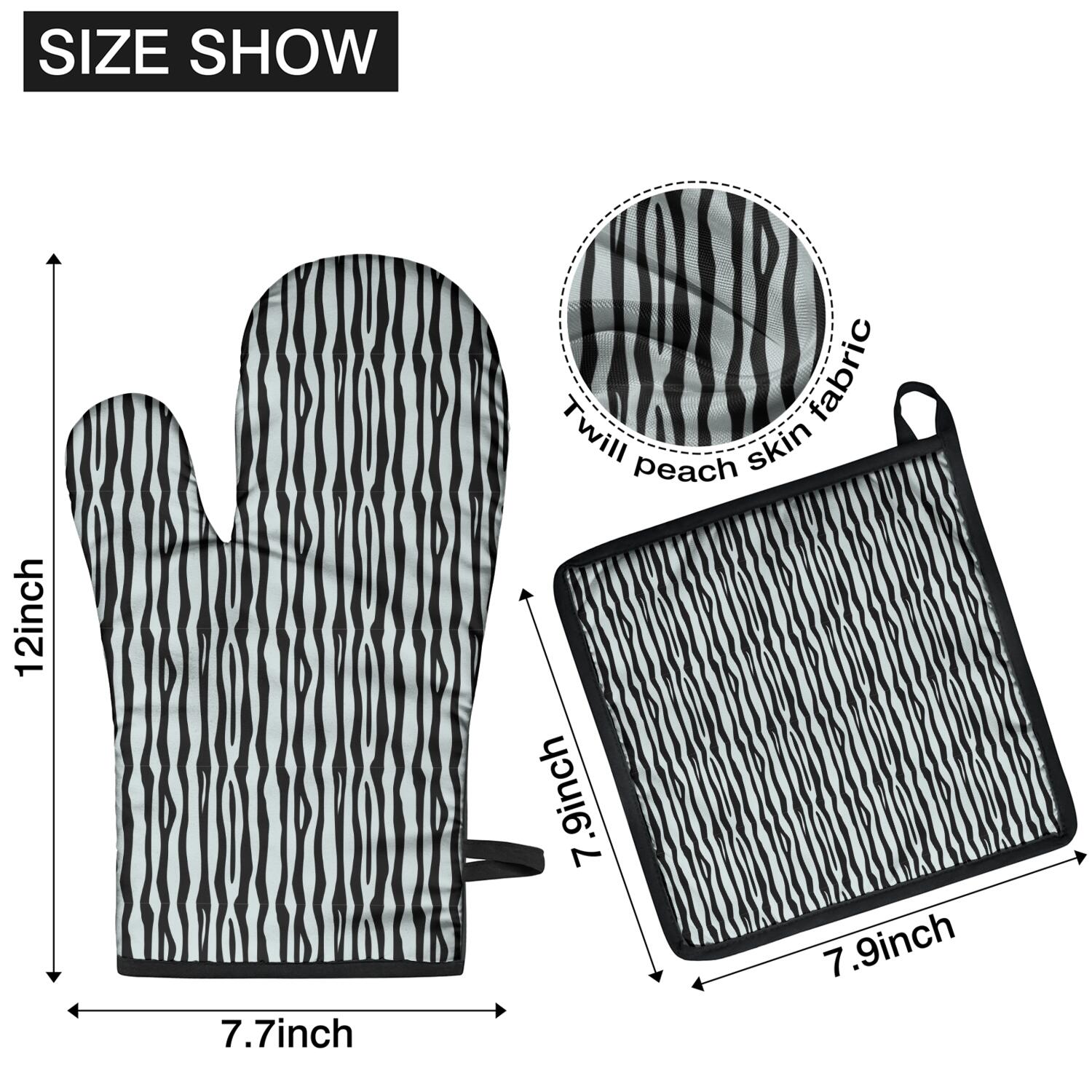 Leopard Print Oven Mitts and Pot Holders Set Of 4, Heat Resistant Kitchen Gloves with Non-Slip Grip, Hanging Loop, Soft Cotton Lining for Baking, Cooking, Grilling, Barbecue