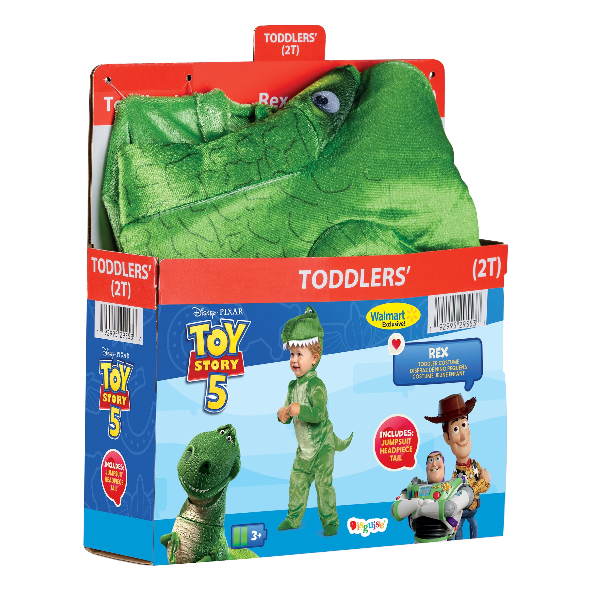 Disney Toy Story T-Rex Halloween Family Matching Costume for Children, Toddlers Size 2T, by Disguise