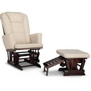 Graco Sterling Semi-Upholstered Glider and Nursing Ottoman Espresso with Beige Cushions