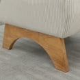 thumbnail image 5 of Accent Chair with Ottoman, Corduroy Upholstered Armless Chair with Nature Wooden Leg & Throw Pillow, Leisure Reading Chair Single Sofa Slipper Chair for Living Room Bedroom Dorm Room Office, Beige, 5 of 8