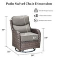 thumbnail image 2 of Planntonneo Outdoor Swivel Rocker Patio Chairs with 6 inch Thick Cushions, Patio Swivel Glider Chairs Set of 2 for Porch Balcony Deck, Brown/Grey, 2 of 9